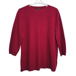 Talbots Sweater Womens 2X Red Pure Cashmere Crew Neck 3/4 Sleeve Knit Top
